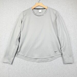 Nike Therma FIT Women's Long Sleeve Athletic Top Gray Sporty Active Cozy